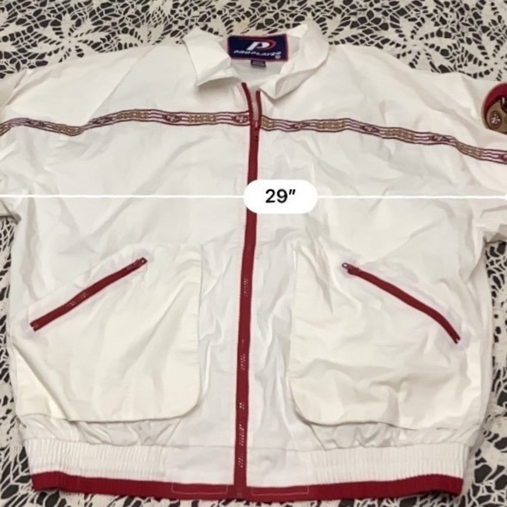 Vintage Pro Player San Francisco 49ers Windbreaker Jacket White Mens XL NFL - Picture 7 of 8